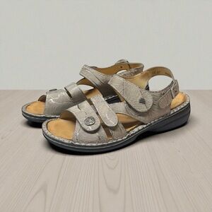 Finn Comfort Barbuda‎ Sandal Size 37 US 7 Leather Champagne Garden Luxe Germany
